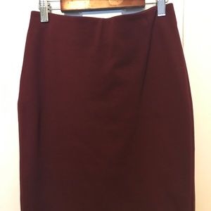 LOFT High-Waisted Burgundy Stretch Pencil Skirt